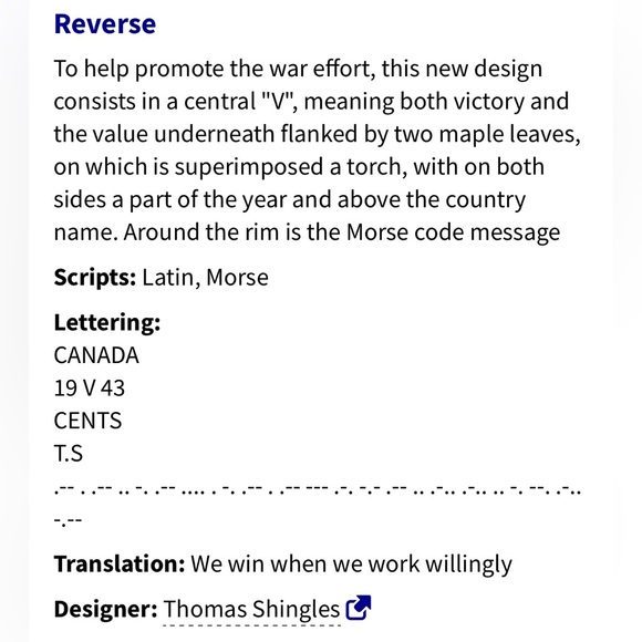 🎈$10 add on - 1943 VICTORY Tombac CANADA 5 CENTS - George VI - Picture 5 of 6